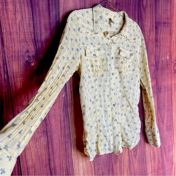 Free People Western Style Corset Back Button Down Shirt - Picture 2 of 12